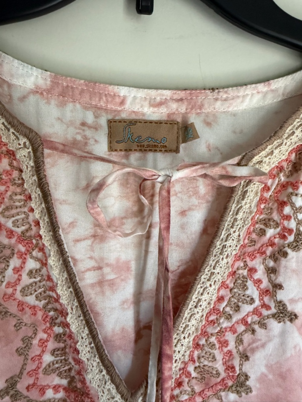Skemo rayon Pink Tie-Dye Embroidered Tassel Kimono XS embroidered tassels neutro - Picture 3 of 12